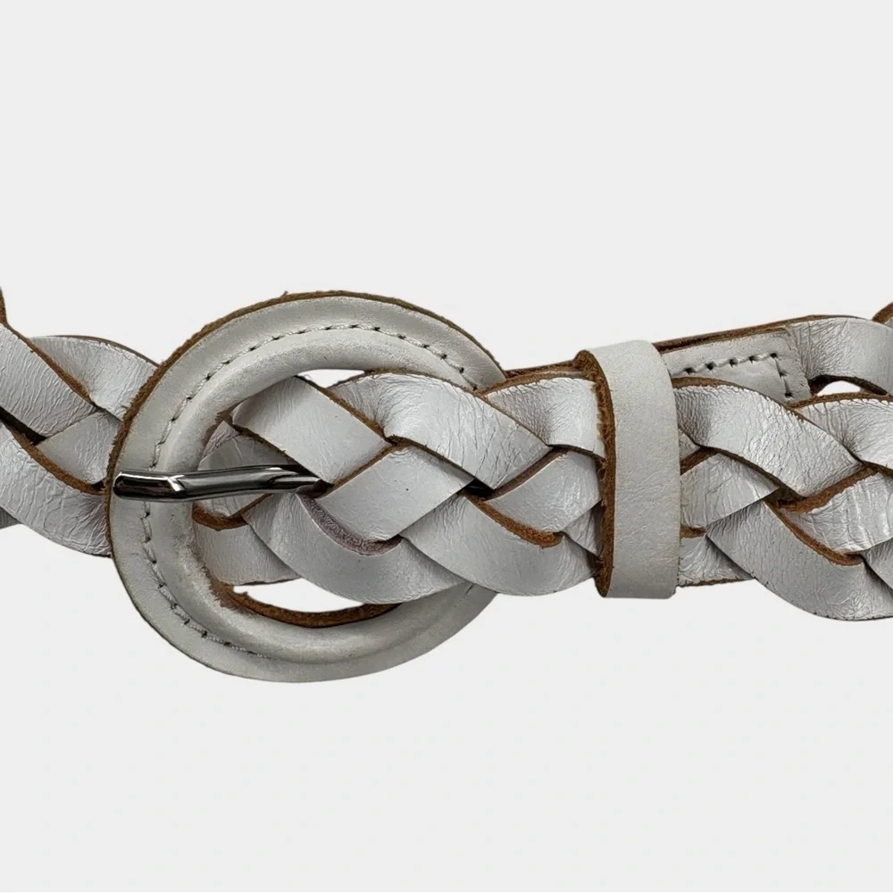 Unbranded Braided Leather Belt in White Women's Size S